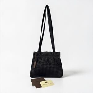 Bottega Veneta Intrecciato Woven Satin Double Top Handle Shoulder Carry Bag